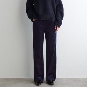 COS Corduroy Straight Leg Pants in Navy Blue Size 8